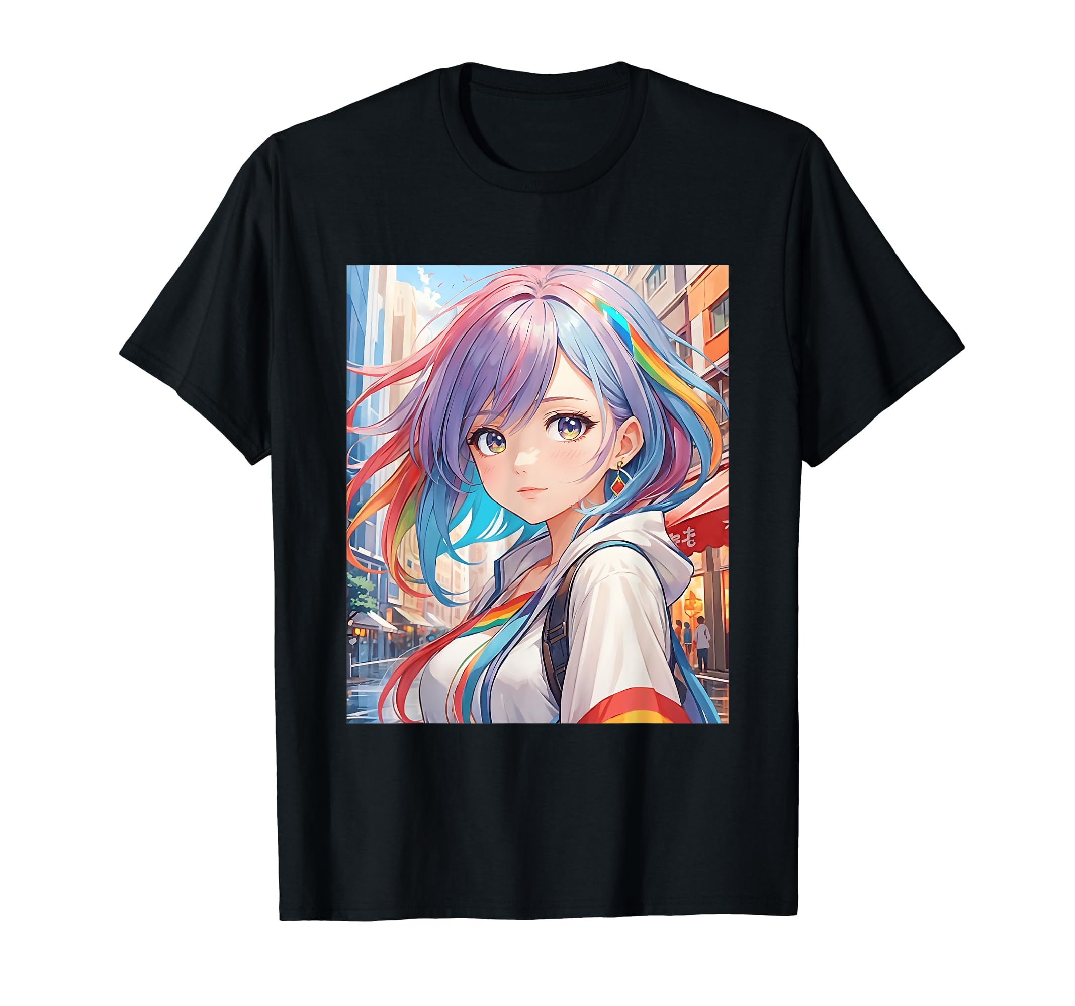 

Anime Waifu Print Girl, Manga, Aesthetic, Cute, Japanese, T-Shirt чорний