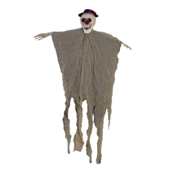 Outdoor Hanging Skull Ghost Halloween Decoration Sound Activated Flying Grim Reaper Skeleton with Light-Up Eyes for Front Yard Patio Lawn Garden Porch