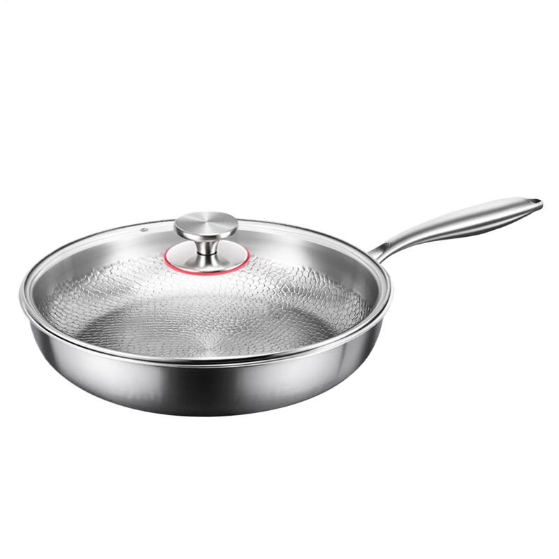 Saute Pan Frying Skillet with Lid Multi Functional Nonstick Cookware Titanium Hammered Skillet For Kitchen Cooking