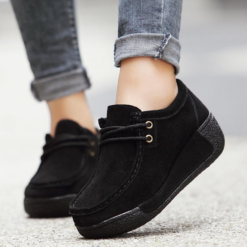Eleganti Scarpe Casual da Donna in Macramè con Zeppa alla Moda Scarpe con Plateau Vera Pelle Scarpe da Mamma Mocassini da Passeggio