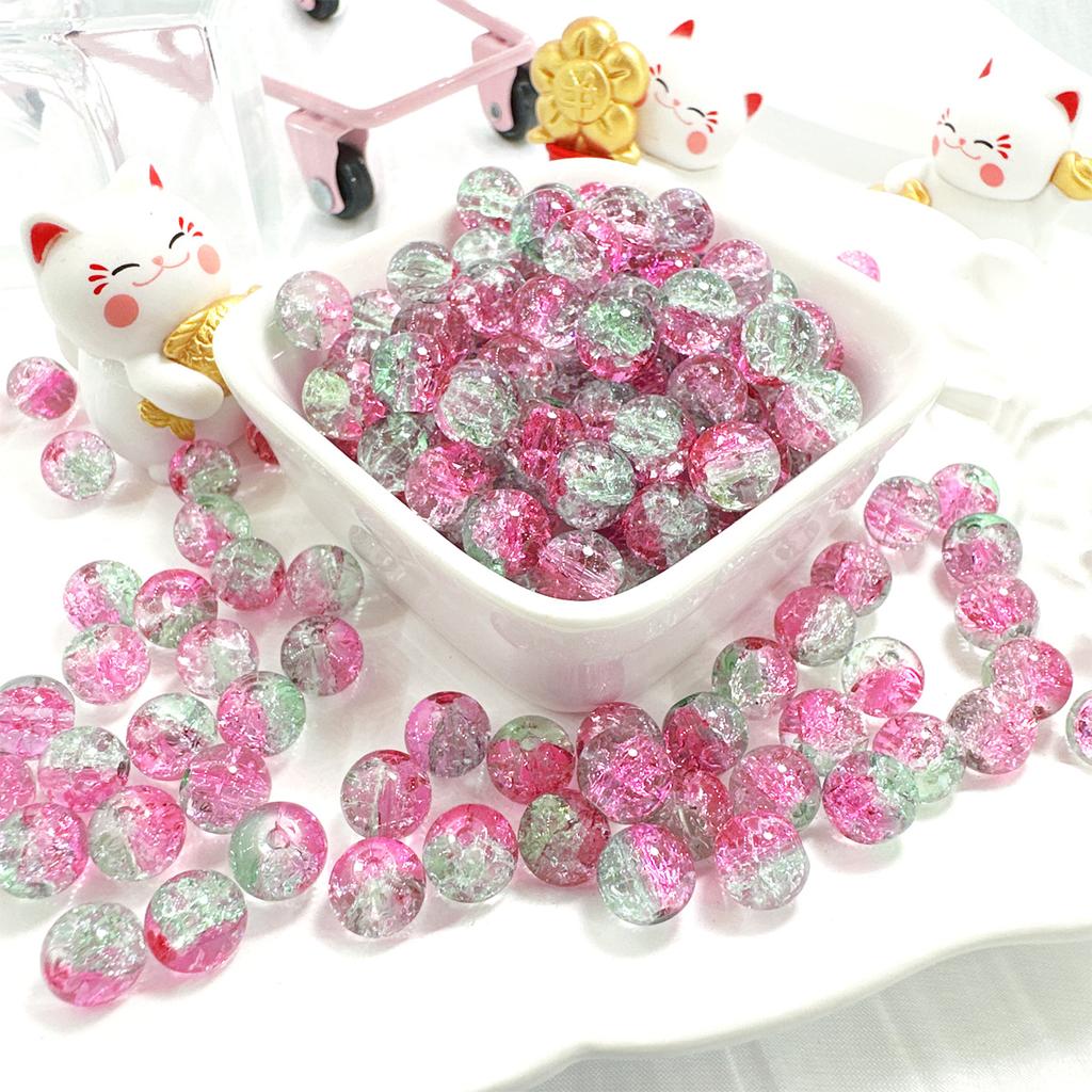 10mm Crackle Glass Round Beads, Loose Spacer Beads DIY Accessories for Bracelet Making 50pcs