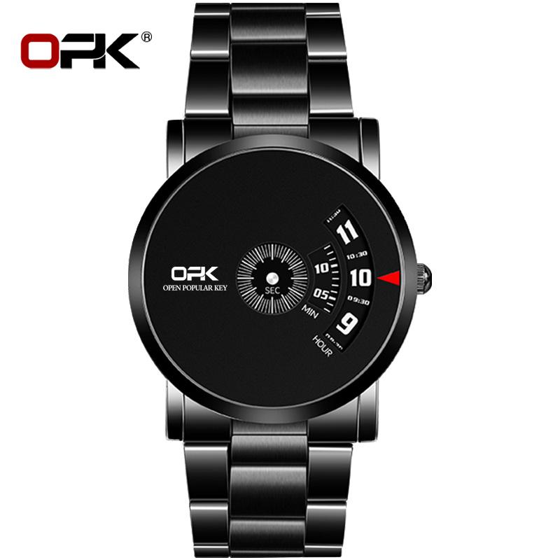 OPK Brand Steel Band Digital Display Men's Quartz Watch Literal