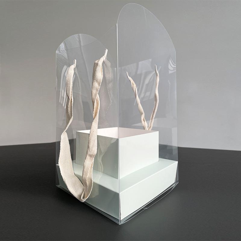 

5PCS/16*16CM Romantic Handheld Flower Box Fold Creative Bouquet Wrapping Bag Simplicity Transparent Gift Box for Wedding Party 16x16x24cm&5pcs светло-зеленый