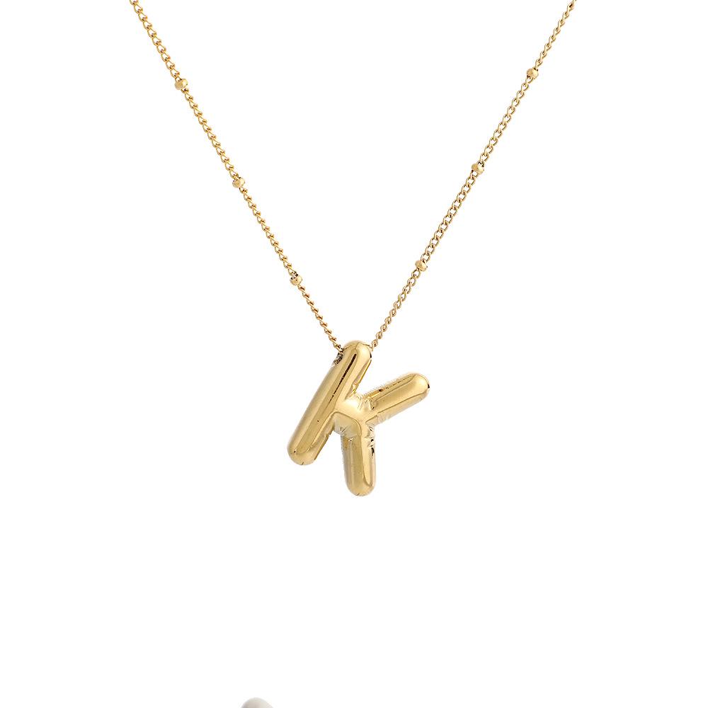 Stainless Steel 18K Gold Plated Alphabet Pendant Necklace
