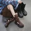 Stivali Estivi Sandali Traforati in Vera Pelle Retro Scarpe da Donna Versatili con Suola Spessa