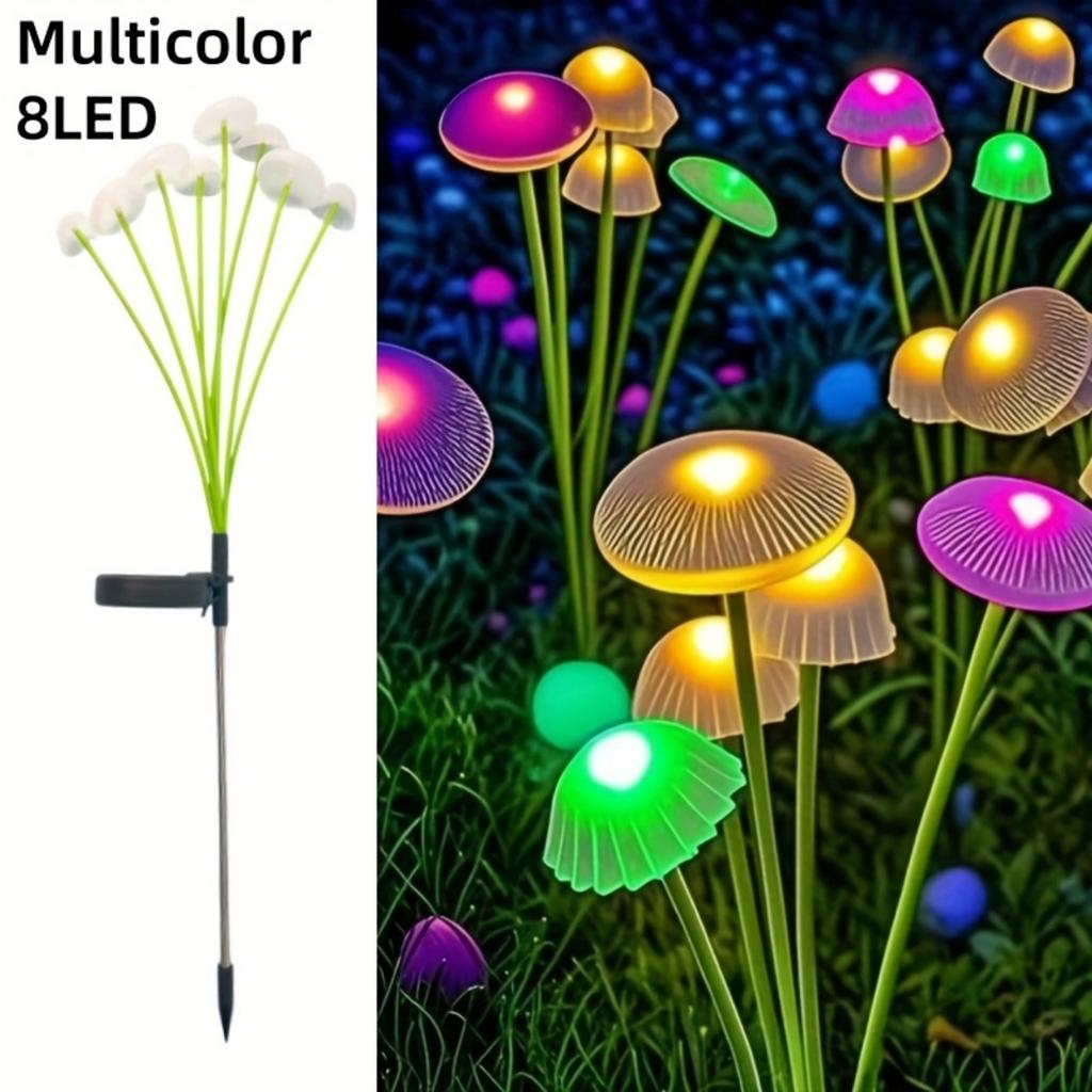 Solar Powered 6/8/10 LED Jellyfish Mushroom Lights, Garden Landscape Lights, Outdoor Lawn Lights, Holiday Garden Decorative Lights