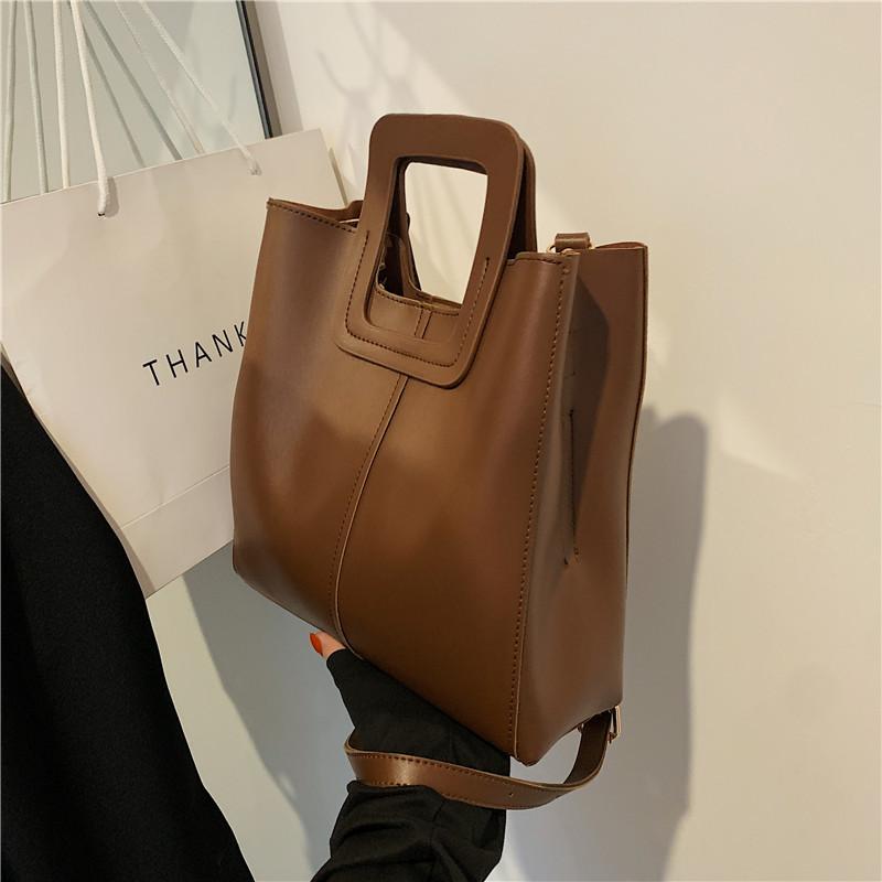 Popular large-capacity bag women's autumn new versatile retro texture shoulder crossbody portable bucket bag