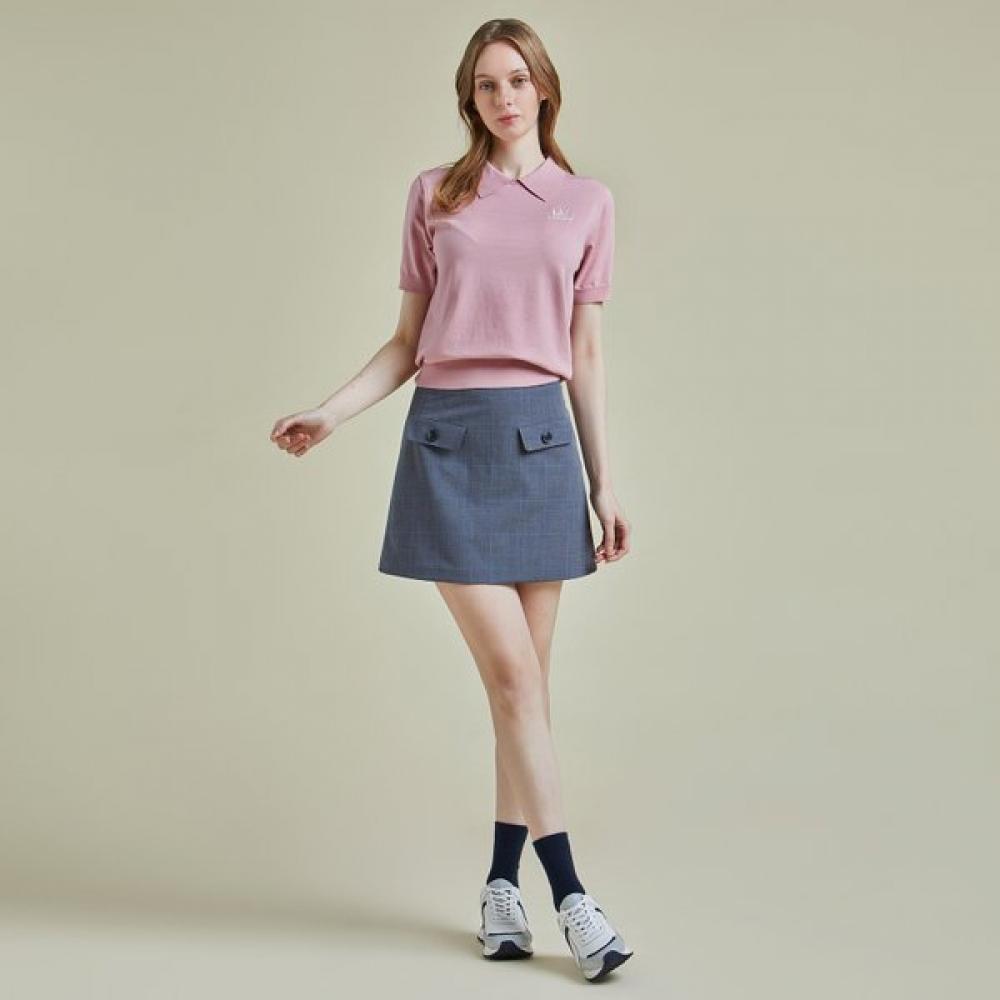 Lambda Women S Glen Check Slim Line Skirt Oxford Blue 26313