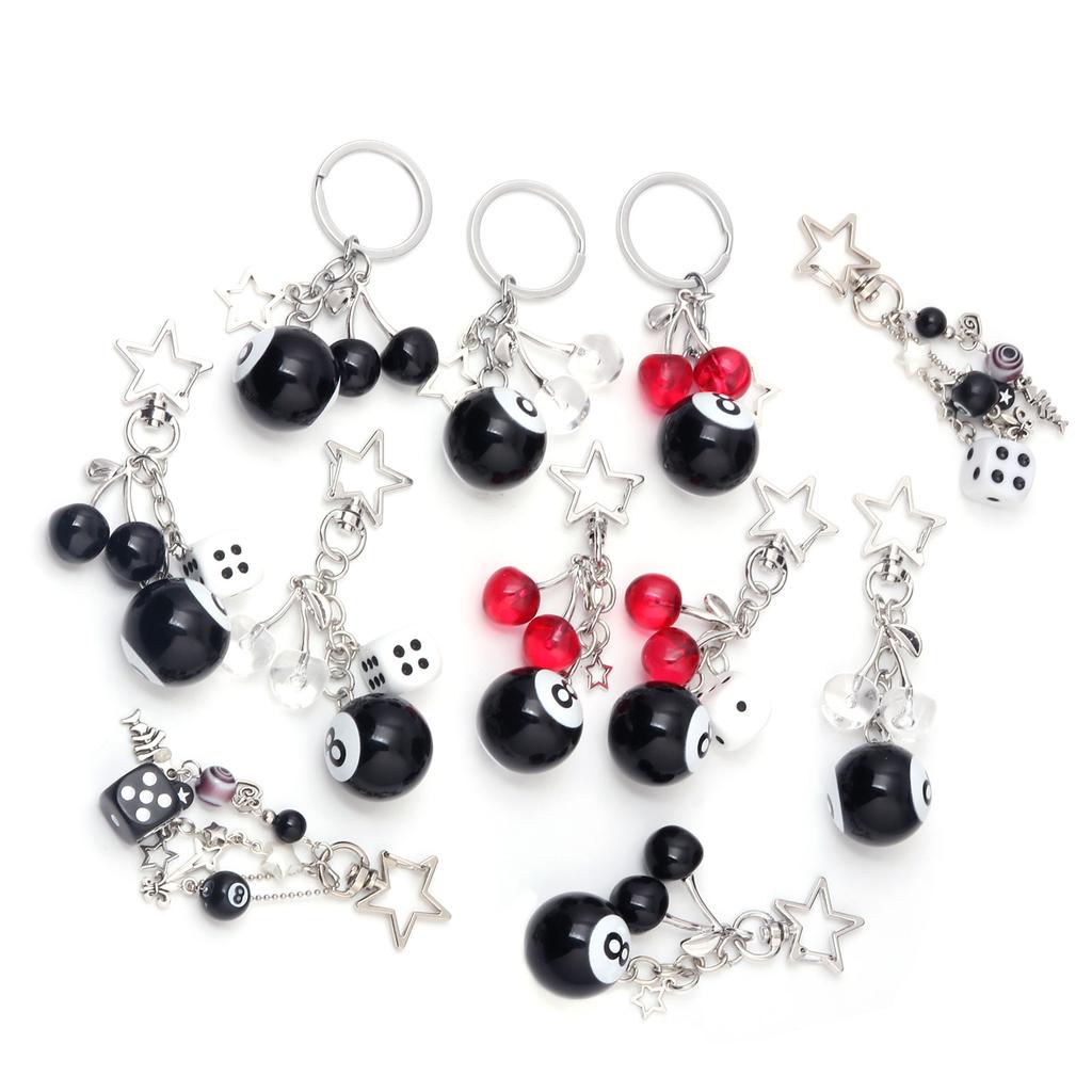 Hiphop Zwart 8 Biljart Sleutelhanger Mini Bal Sleutelhanger Hars Hanger Kers Decoratieve Sieraden Cadeau Doel Winnaar Bal Accessoires