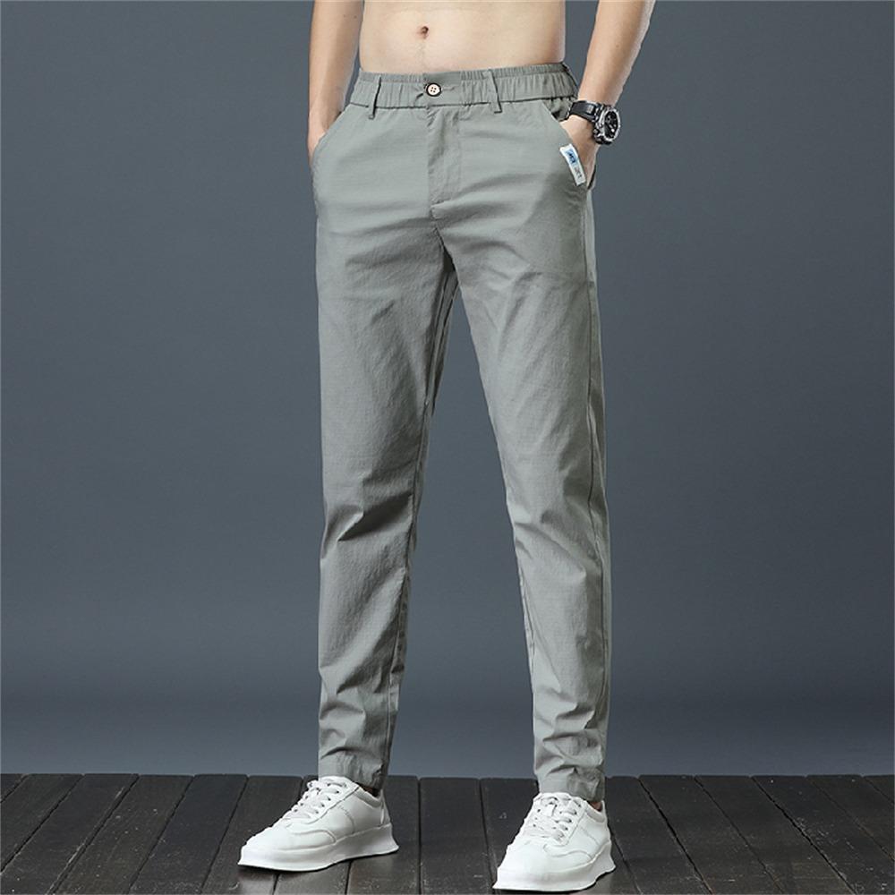 

Summer thin business trousers quick-drying casual fashion trend slim-fitting youth straight-leg ice pants 38 светло-зеленый