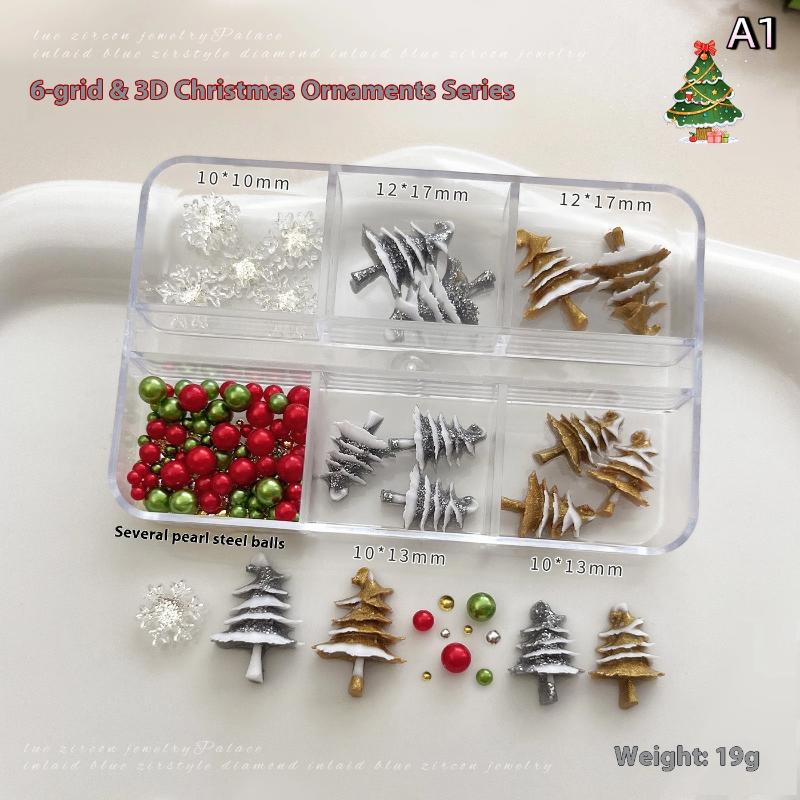 Christmas Colorful Nail Decoration Resin Accessories Christmas Tree Snowflakes Diy Nail Glamour Stereoscopic Nail Salon