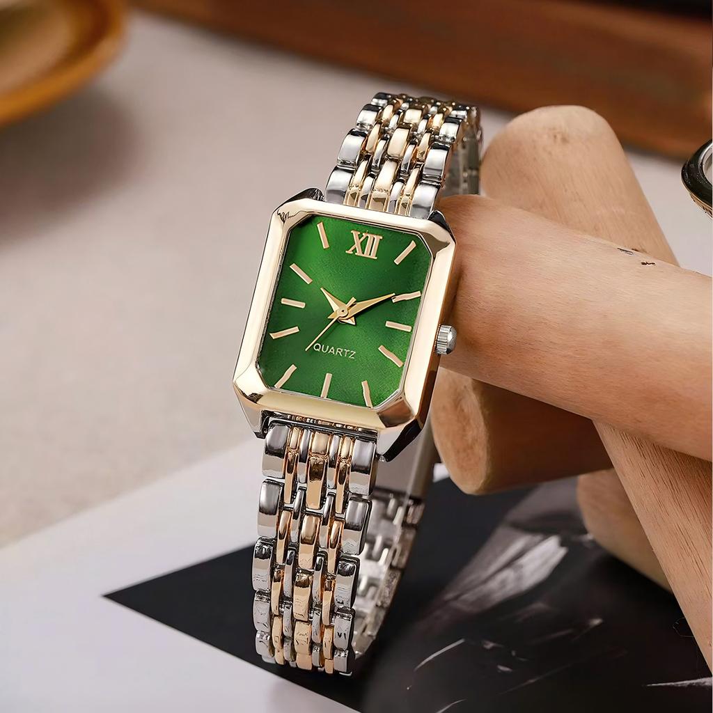 Simple Square Bar Scale Dial Steel Steel Strap Quartz Watch Women Wristwatch