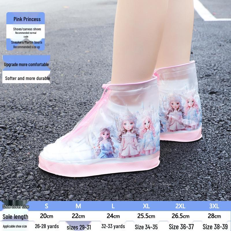 Upgraded Anime Kids' Non-Slip Mid-Calf Rain Shoe Covers: Rainproof, Sandproof, Stainproof for Rainy Days