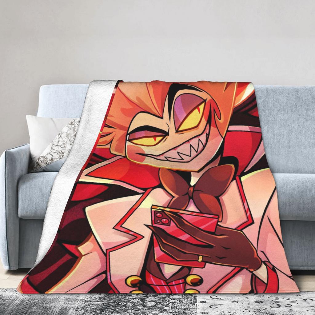 Cartoon Hazbins Hotels Lucifer Blankets Flannel All Season Multifunction Lightweight Throw Blanket for Bed Office Rug Piece