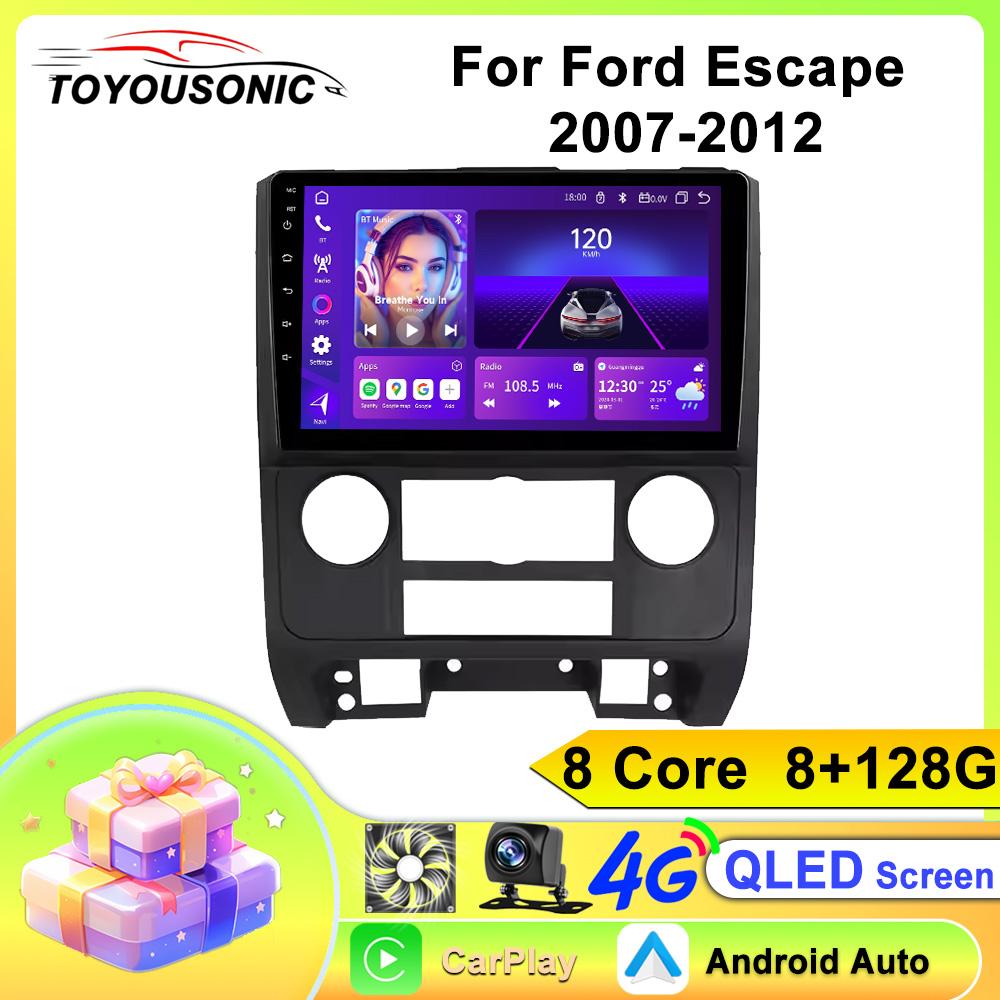 Toyousonic Car Video Player for Ford Escape 2007-2012 GPS Navigation Built-in Dsp Carplay Autoradio Android Head Unit