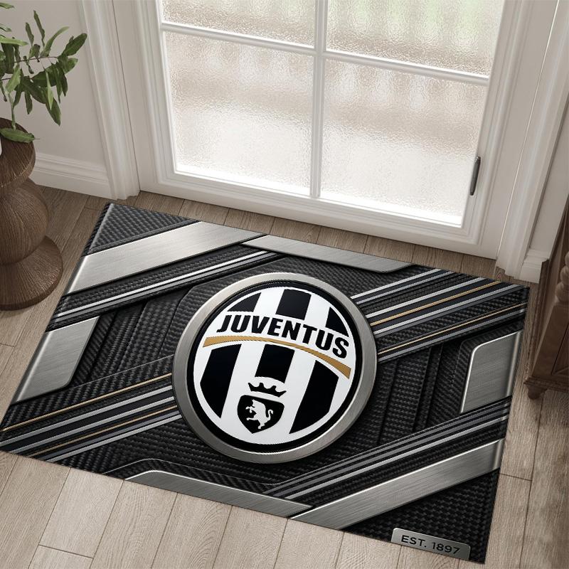 Juventus FC Design Crystal Velvet Carpet Cozy Non?Slip Printed Rug For Bedroom Living Room Entrance