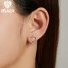 Bisaer 925 Sterling Silver Simple Fashionable Heart Shape Stud Earrings for Women Wedding Fine Jewelry