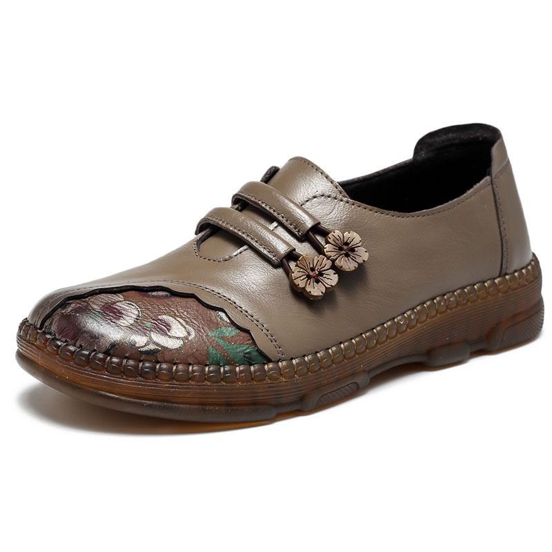 Hiking Loafers Women Slip-On Shoes Genuine Cow Leather Ladies Ballets Flats Female Soft Sole Moccasins Walking Footwear Summer