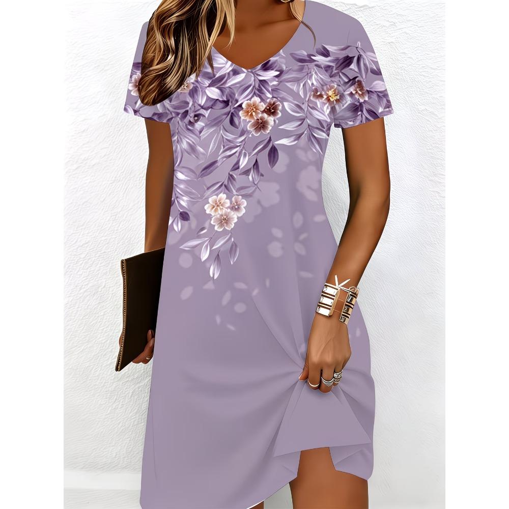 Summer Women's V-neck Short Sleeved Fashionable Casual Dress