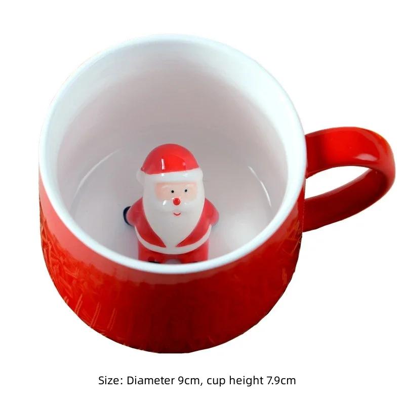 400ML Christmas Ceramic Coffee Cup Couple Cup Afternoon Tea Mug Milk Juice Mug Xmas Decoration Cute Cartoon 3D Gift Drinking Cup