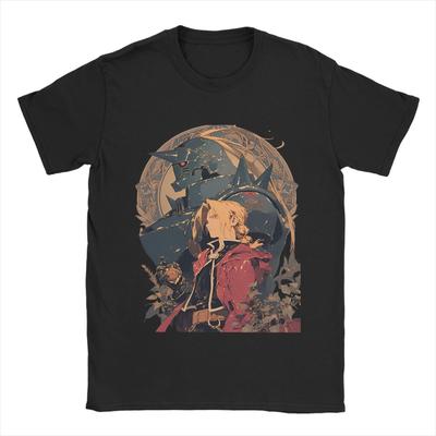Fullmetal Alchemists T-Shirt Herren 100% Baumwolle Mode T-Shirt Rundhals T-Shirts Kurzarm Tops Geschenkidee