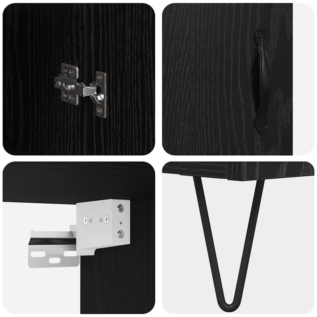 Highboard in Black Oak Look 69.5 x 34 x 90 cm Particleboard