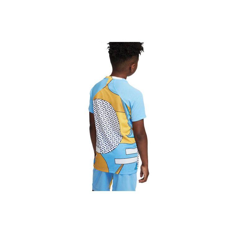 Nike Geometric Print Crew Neck Short Sleeve T-Shirt Kids tops Blue DQ8958-412