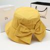 Versatile bucket hat women's spring and autumn cotton back split bow casual sun hat hat women