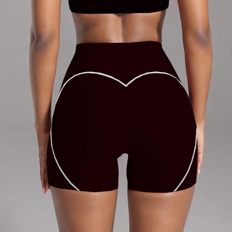 

Botee Same Style Peach Heart Fitness Pants High Waist Hip Lift Contrast Color Outwear Training Yoga Pilates Fitness Shorts Dark Night Shorts L