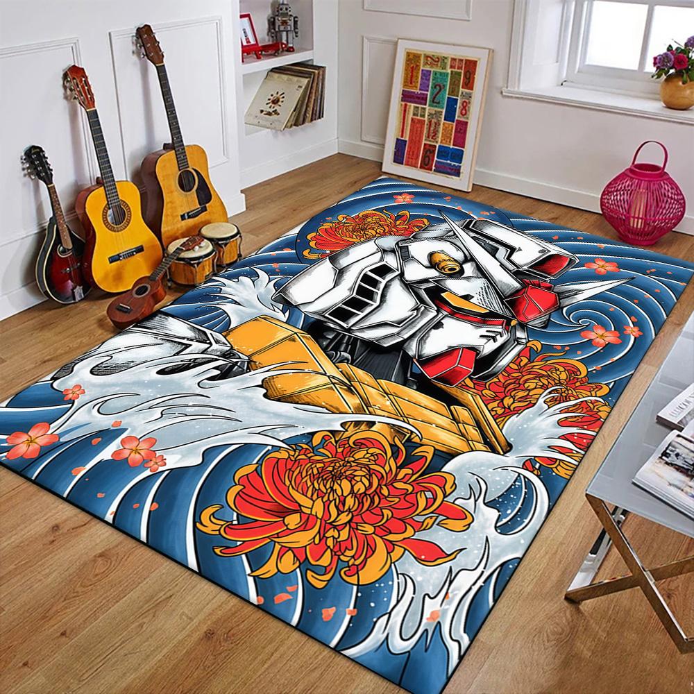 New 3D G-Gundam Cartoon Japansese Style Carpet Rug for Art Living Room Art Decor Sofa Home Kids Game Area Rug Non-slip Floor Mat