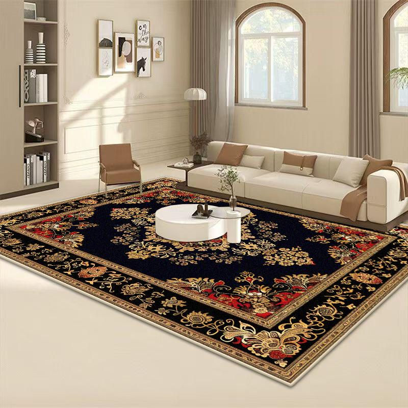 Persian Style Antiskid Large Area Carpet Living Room Luxury Cloakroom Decoration Rug Soft Easy Cleaning Sofa Table Mat Flannel