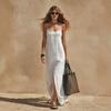 2026 Summer Casual Solid Color Slit Camisole Dress for Women - European and American Fashion