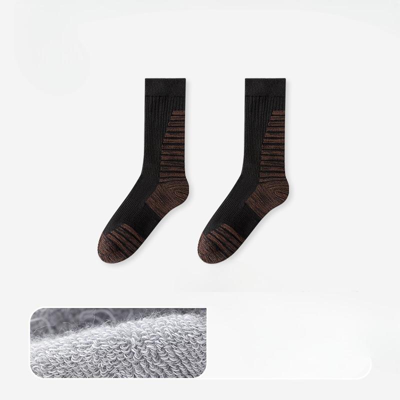 

Мужские осенне-зимние профессиональные спортивные фитнес-носки средней длины с махровым низом, противоскользящие, амортизирующие 1 pair чёрный