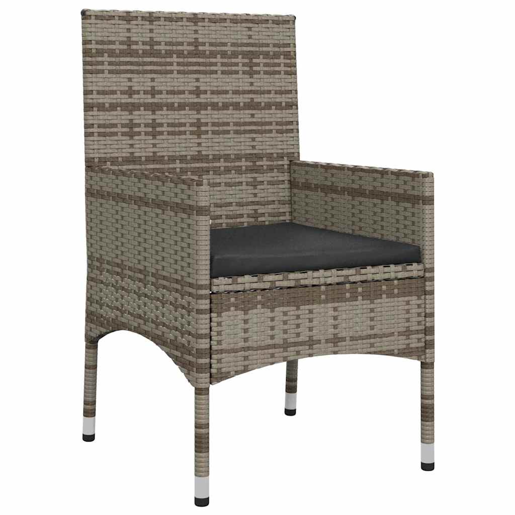 4 Piece Garden Lounge Set with Cushions Gray Poly Rattan