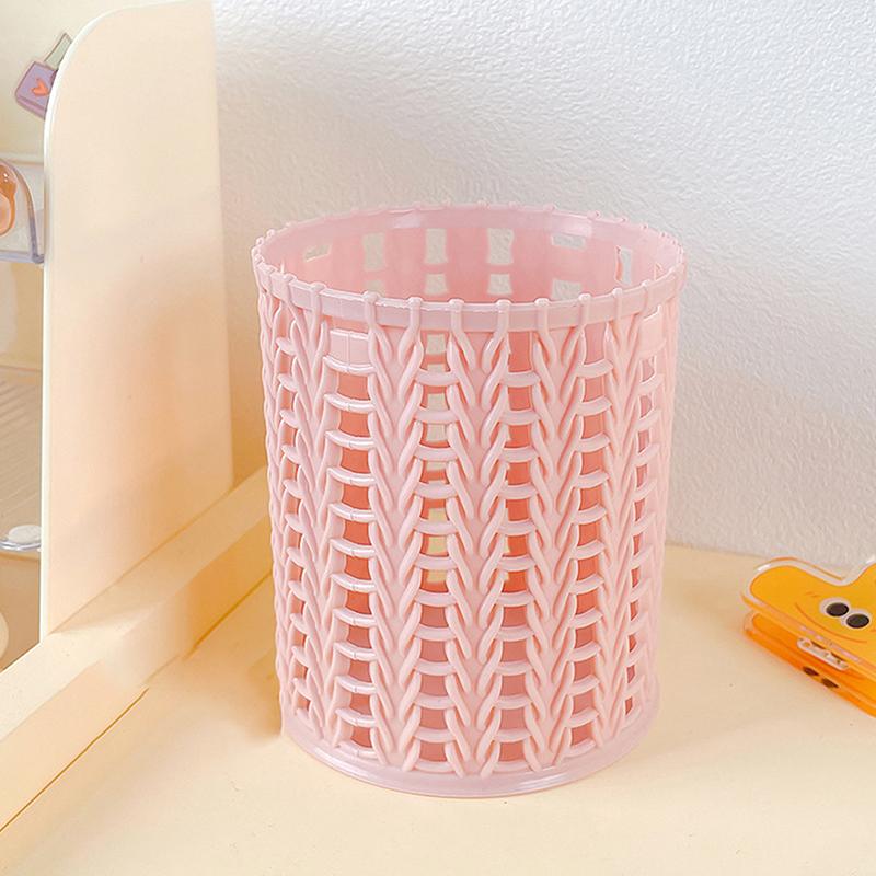 Creative Rattan Plastic Pen Holder Multi-Functional Hollow Boxes Desktop Office Stationery Bucket Pencil Container Storage Box