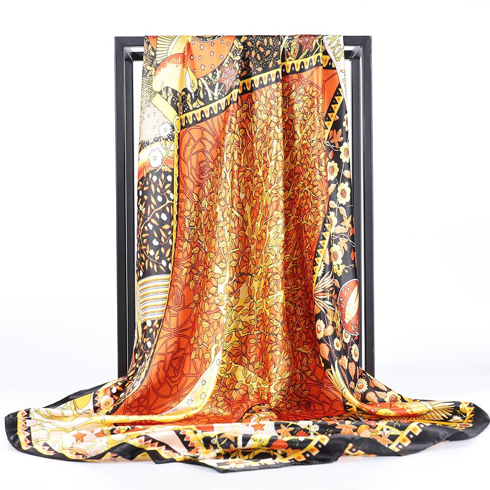 

Высококачественные роскошные шелковые шарфы, повязка на голову, шарфы, шейный шарф для женщин, шелковый шарф с цепочкой, женская декоративная шаль 90*90cm