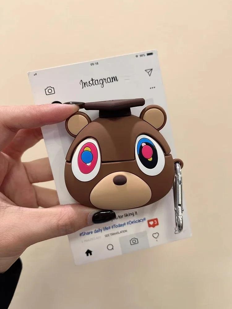 Case For AirPods4 AirPods 3 2 1 Protect Earphone Cover For Apple AirPods Pro2 Cartoon Bear Anime Decorate With Pendant Gift
