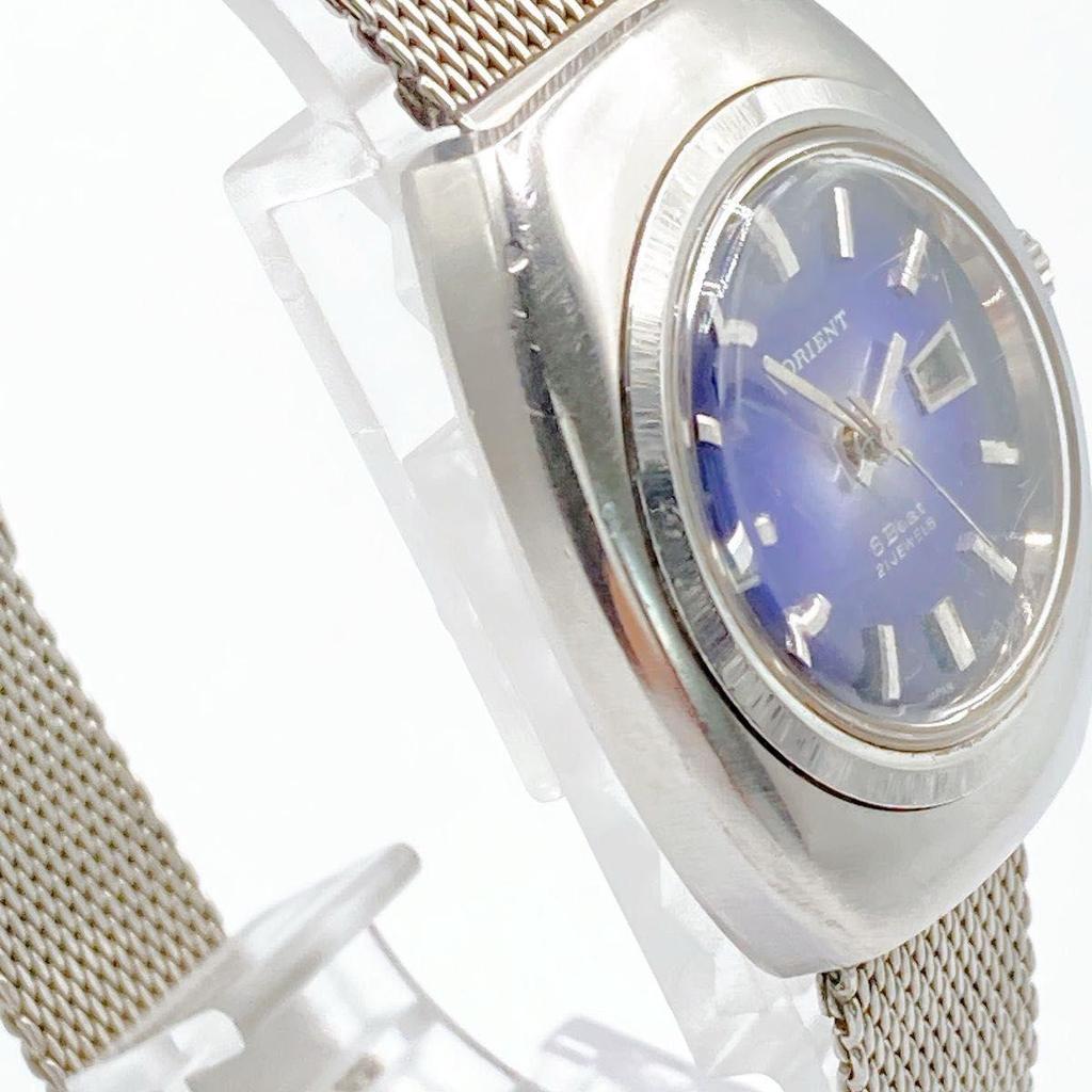 Used 395 ORIENT Women's Watch Manual Winding Operating Blue Dial