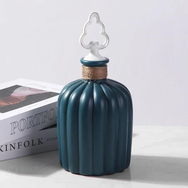 High-end Vertical Pattern Ceramic Storage Jar Art Flower Arrangement Candy Tea Pot Dining Table Vase Home Decor