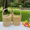 Handmade Bamboo Woven Basket: Retro Mid-Autumn Mooncake & Floral Decoration
