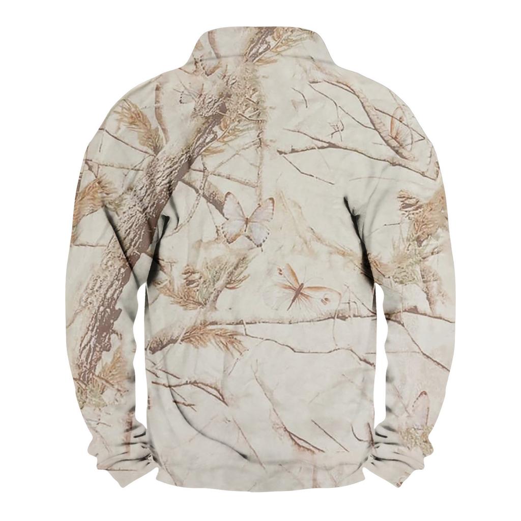 Herren Casual Fashion Weihnachtsdruck Kapuzenpullover Breiter Herren Loose Button Stand Collar Kapuzenpullover