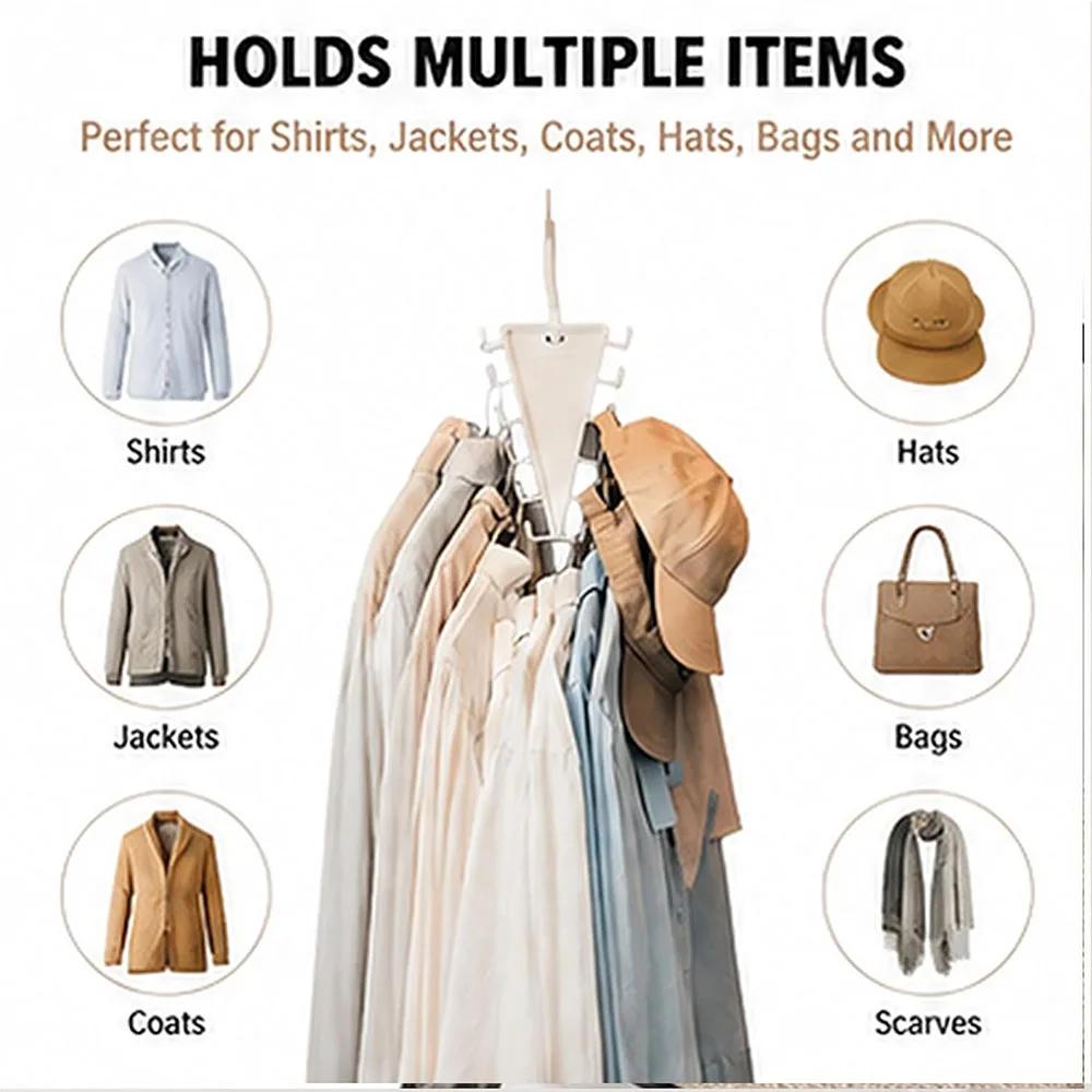 4/2/1Pc V-Shape Multi Hook Closet Hanger Organizer 12 Hooks Space Saving Wardrobe Clothes Hanger For Storage Efficiency