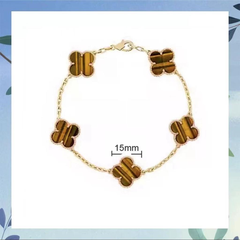 Høy Versjon Firkløver Femblomst Armbånd Dame 18k Lykkeblomst Hvit Perlemor Armbånd