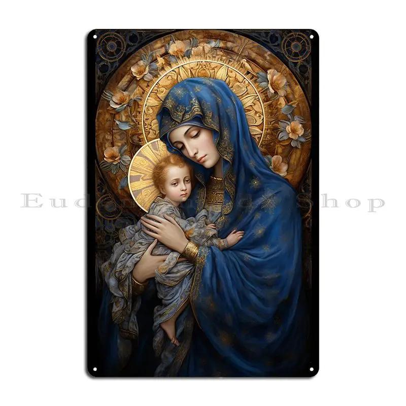 Mary And Child Catholic Icon Metal Signs Wall Cave Printing Party Cave Club Tin Sign Poster