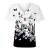 Dámské letní topy Ležérní tričko s květinovým potiskem do V s krátkým rukávem