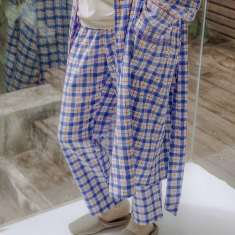 Sunday Lounge Women S Blue Water Check Robe Swjjagn0029