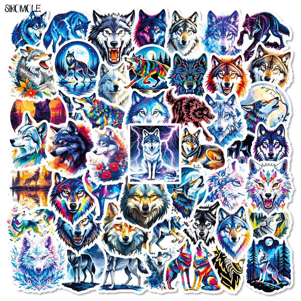 103056Pcs Cartoon Grassland Wolf Stickers Aesthetic Animals Diy Scrapbook Laptop Stationary Suitcase Decals Graffiti Sticker