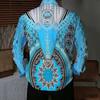 Men Collared Shirt Dark Blue Light Leaf Floral Silhouette Print Long Sleeve Button Down Top