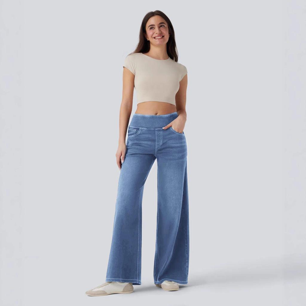 2025 European & American High-Waisted Loose Wide-Leg Slimming Women's Jeans