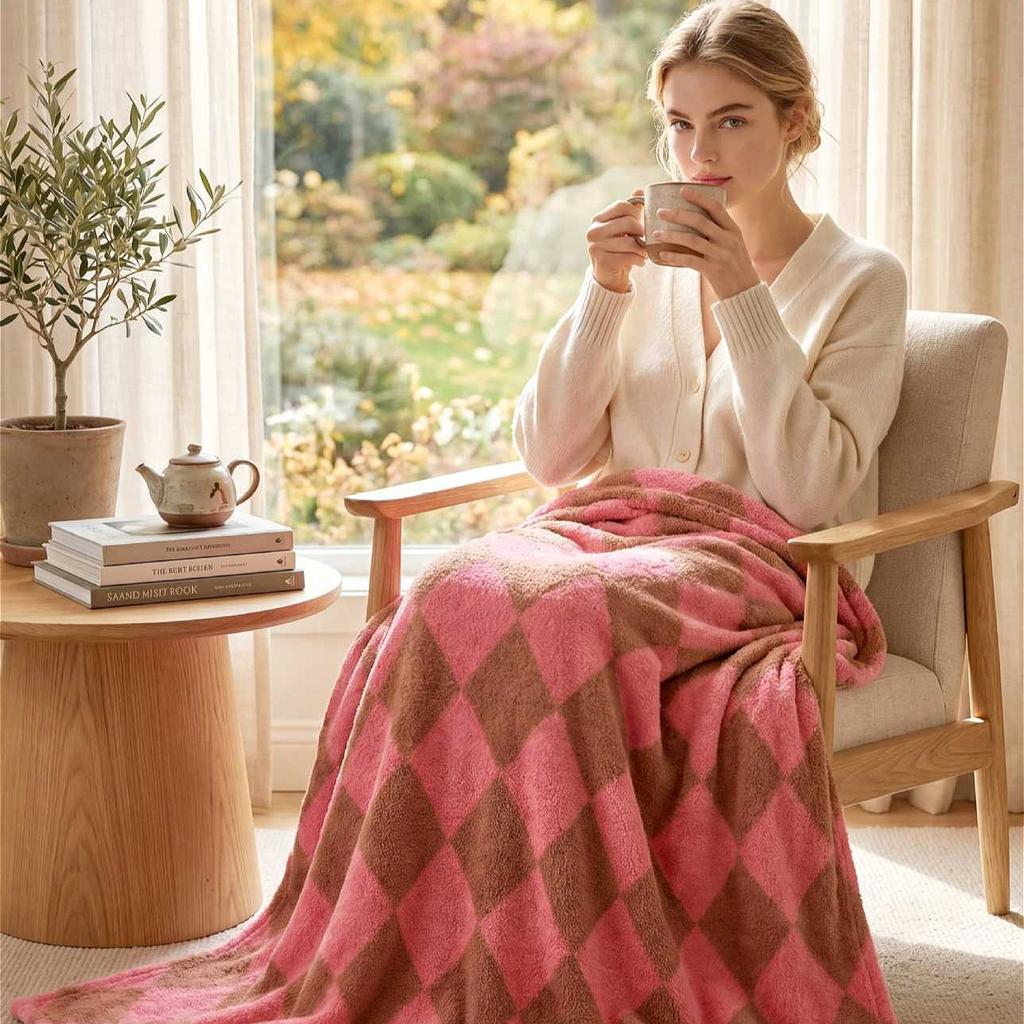 Thickened Blanket, Retro Loop Velvet Blanket, Dormitory Nap Blanket, Office Blanket, Machine Washable